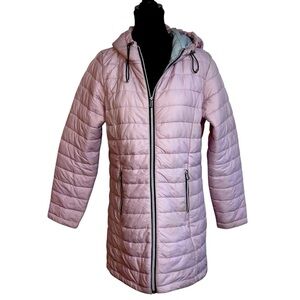 ACX Women's Small Pink Jacket Quilted Lightweight Hood All Season Zip Pockets
